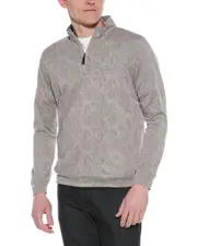 TailorByrd Tonal Tropical Print Pique 1/4-Zip Mock Pullover