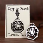 Pewter Scarab Pendant - Egyptian Necklace - Pagan Wiccan Kemetic Necklace