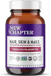 New Chapter Hair Skin and Nails Vitamins with Fermented Biotin + Astaxanthin - 60 ct Vegetarian Capsule