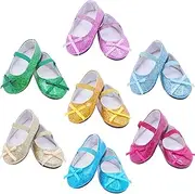 Etistta 7 Pairs of Glitter Doll Shoes Fits for 18 inch Doll Shoes American Dolls Sparkle Doll Shoes Princess Accessories