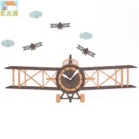 在飛比找樂天市場購物網優惠-飛機造型掛鐘 創意壁鐘 木質鐘表 兒童房幼兒園卡通造型布置裝