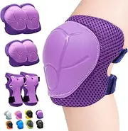 Inkidio Knee Pads for Kids Unicorn Protective Gear Set Knee Pads and Elbow Pads Set with Wrist Guard for Girls Boys Roller Skates Inline Skatings Scooter Cycling Bike Skateboard (Small, Purple)