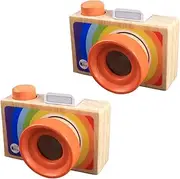 JOINPAYA Educational Kids Toy Wooden Kaleidoscope Camera Shape Prisms Ideal for Early Cognition