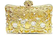 [QTKJ] Gold Evening Bag for Women, Rhinestone Clutch Purses, Crossbody Bag for Wedding, Prom, Parties, Travel, Gold, One Size