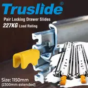 Locking Drawer Slides 1150mm (2300mm Extended) 227KG Heavy Duty Draw Slide