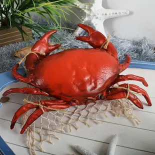 地中海樹脂仿真螃蟹擺件餐廳海鮮大閘蟹墻面裝飾掛件花園水景模型