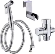 Toilet Bidets Sprayer Set Brushed Nickel, Handheld Bidet for Bathroom, Easy to Install Bidet For Bathroom, Stainless steel Wire Drawing Shattaf Toilet Set -Shcasa
