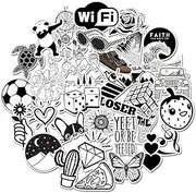 Cute Black and White Stickers for Water Bottles 50 pcs, Vinyl Stickers for Teens, Girls, Unique Aesthetic Decal Stickers Graffiti, Cool Trendy for Laptop Hydro Flask Guitar Camera Phone Luggage