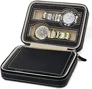 [RTM RANDY & TRAVIS MACHINERY] 4 Watch Box Display Travel Case PU Leather