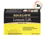3x Boxes Bigelow Lemon Lift Natural Black Tea | 20 Pouches Per Box | 1.37oz