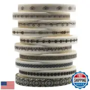 ZMLSED Vintage Pattern 5mm Wide Skinny Washi Tape Set, 10 Rolls Minimalist Ja