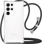 [YESPURE] Crossbody Case for Samsung Galaxy S22 Ultra 5G,Phone Case for Galaxy S22 Ultra [ with Adjustable Lanyard Strap ] Clear Soft Slim TPU Anti-Yellowing Shockproof Protective Cover
