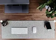 Desk Pad, Desk Protector Pad, Non-Slip 0.12 Inch Thick Large Mouse Pad, Felt Desk Mat, Writing Mat for Office and Home (Light Gray, 90 * 30CM)
