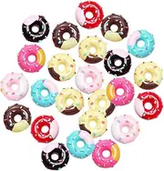 KALLORY 1set Creative Resin Doughnut Charms for DIY Phone Case Hair Clip Ornaments Unique Simulation Sweet Treat Accessories for Crafting and Decoration 30pcs