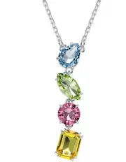 [Swarovski] Gema Y Mixed Cuts Rhodium Plated Pendant in Multi