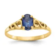 14K Yellow Gold Synthetic Sapphire Stone Baby Ring Size 5 Madi K Kid's Jewelry