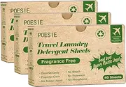 Poesie Laundry Detergent Sheets for Travel Portable Liquidless Biodegradable Cloth Washing Sheets Laundry Strips 3 Box per Pack Total 120 Sheets Fragrance Free