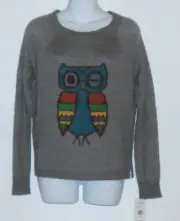 Woolrich Petite Ladies Wool Blend Long Sleeve Pullover "Owl" Sweater Gray PL NWT