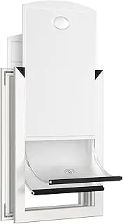 MAVRICPOWER Aluminum Large Dog Door with 2 Magnetic Flaps, Doggy Door with 2 Sliding Lock Panels and Telescoping Tunnel, Doggie Door for Dogs Up to 45KG, White