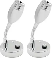 Dream Lighting 12v LED Reading Wall Light with Programmed Switch Flexible arm Map Chart Book Ipad Lamp RV Camper Van Motorhome Caravan Dual Color Blue/Warm White Lighting Pack of 2