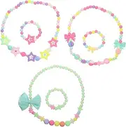 [Abaodam] 3 Set Bow Necklace Bracelet Kit Little Girl's Jewelry Boys and Girls Party Favors