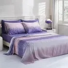 Floral Queen Size Bed Sheet Set, 6 Piece, Deep Pocket Purple Fitted Sheet, Co...