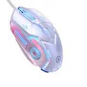 Ergonomic Wired Gaming Mouse LED 3200 DPI USB Computer Mouse Gamer RGB Mice Breathing Light 6 Keys Control Mouse for PC Laptop 5.0 - White
