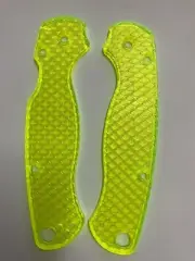1 Pair Fluorescent Green Fish Scale Pattern Acrylic Scales for Spyderco C81