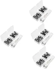 DOITOOL 4 Sets Refillable Stapler Clips Transparent Push Clip Dispenser Office Supplies for Paper Organization No Trace Binding Easy to Use Document Fixing