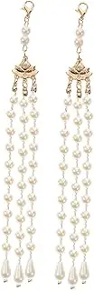 FOYTOKI 2Pcs Pearl Tassel Hair Stick Clips Vintage Chinese Costume Accessories Long Pearl Tassel Decoration for Hair Clothes Bags Craftsmanship Easy to Use