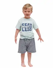 Boys PJS Sizes 3-7 Green Dino Fearless Short Sleeve Pyjamas