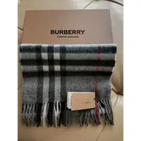 在飛比找蝦皮購物優惠-Burberry 黑灰色經典格紋 喀什米爾 羊毛圍巾