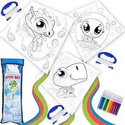Hapinest DIY Color and Make Your Own Kite Kit for Kids | Easy to Fly Kites Outdoor Toys and Activities for Boys and Girls Ages 4 5 6 7 8 9 10 11 12 Years Old and Up