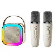Karaoke Machine,Mini Karaoke Machine with 2 Wireless Microphones,Dual White