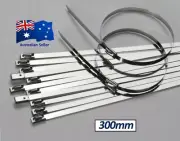 Stainless Steel Self Locking Cable Zip Ties Wrap 300mm Ball Bearing Caravan SS