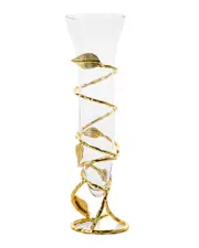 Classic Touch Glass Vase with Gold Leaf Removable Base