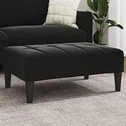 Elegant Black Velvet Footstool, 77x55x31 cm, Plywood Frame with Foam Filling, Versatile Modern Design for Living Spaces