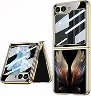 Toughened Glass Phone Case for Samsung Galaxy Z Flip 6, Color Painting Folding Shell for Z Flip6, Anti-Fall Cover with Electroplated Frame (4, for Flip 6)
