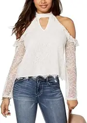 [American Rag] Juniors Lace Cold-Shoulder Crop Top