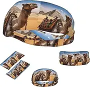 FJWSLCH Pyramid Camel Headbands for Women Men Non Slip Workout Sweatbands Adjustable Sports Hair Bands Elastic Head Bands Moisture Wicking Hairband for Running, Cycling, Yoga, Spa