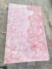 Rose Quartz Agate stone Coffee Dining Table Top/ Counter Slabs Handmade Decor
