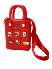 Red Hot Leopard Themed Mini Eva Tote Bag with Strap / Changeable Shoe Charms