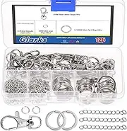 Glarks 125pcs Silver Keychain Making Kit, Keychain Craft Supplies Including Key Chain Clips with Chains, Lobster Claw Clasps, Key Rings and Jump Rings for Jewelry Craft Making