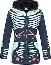 [Ankerglut] Women's Nepalliebe Patchwork Fleece Hood Transition Jacket Windbreaker, Slate Gray, 46 (EU), Slate Gray, 42