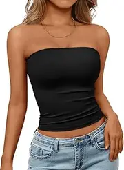 [Trendy Queen] Womens Strapless Tube Tops Basic Backless Sleeveless Bandeau Going Out Crop Tops Cute 2025 Summer Clothes