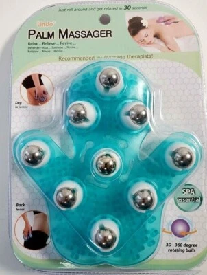 Lindo Palm Stress Relieving Massager 360° Rotating Balls Spa Leg Back Aqua Green
