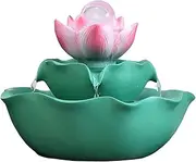 Tabletop Water Fountain Lotus Flower Money Flowing Water Bonsai Fountain Living Room Home Accessories Fengsheng Water Transfer Ball Desktop Small Ornaments Office Relaxation Meditation Fountain (Size