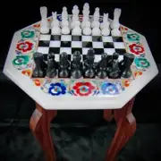 Marble Chess Set With Pieces, Vintage Chess Set For Indoor Game