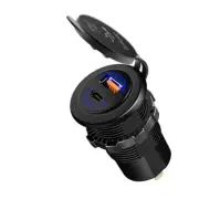 Car Truck Quick Charger Socket QC 3.0 USB 4.0 PD Dual Power Outlet Waterproof (for: Audi)
