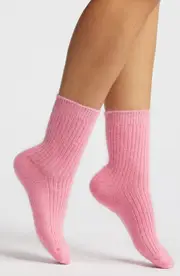 HIGH HEEL JUNGLE Cashmere Blend Crew Socks in Medium Pink at Nordstrom One Size